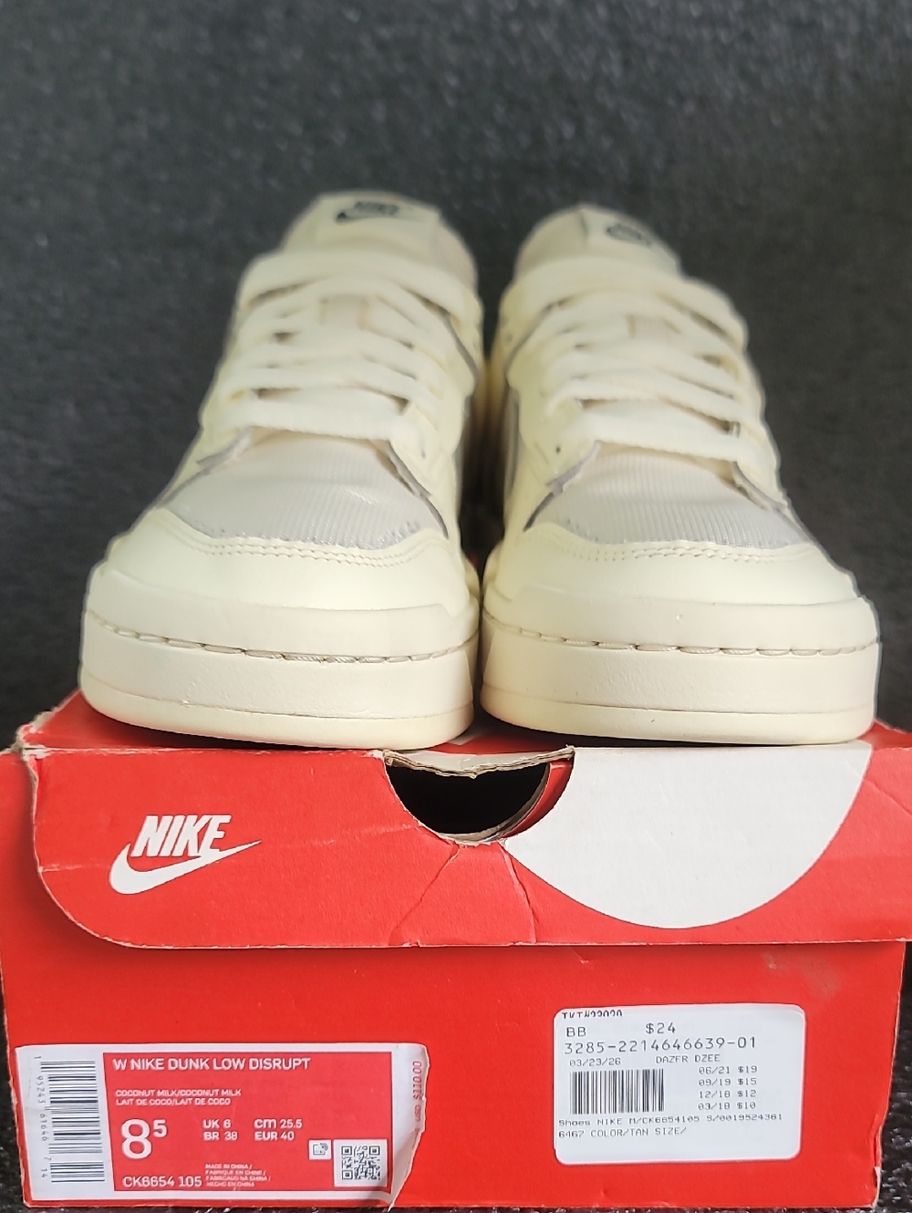 Nike Dunk Low Disrupt "Coconut Milk" Like New Wmns 8.5 Fast Shipping - Picture 4 of 12